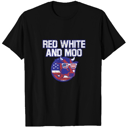 Cow Lover red white and moo patriotic cow usa flag T-Shirts