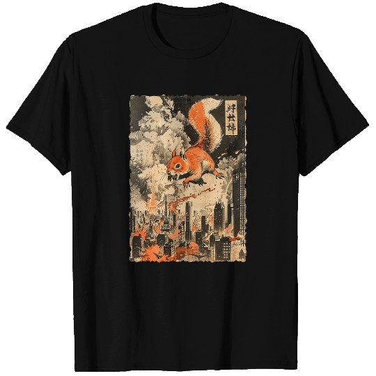 Squirrel Pet Japanese Art Anime Squirrel Kaiju Monster in Tokyo T-Shirts