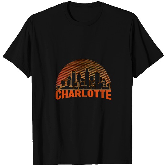 Charlotte Basketball Skyline Cityscape Retro Vintage T-Shirts