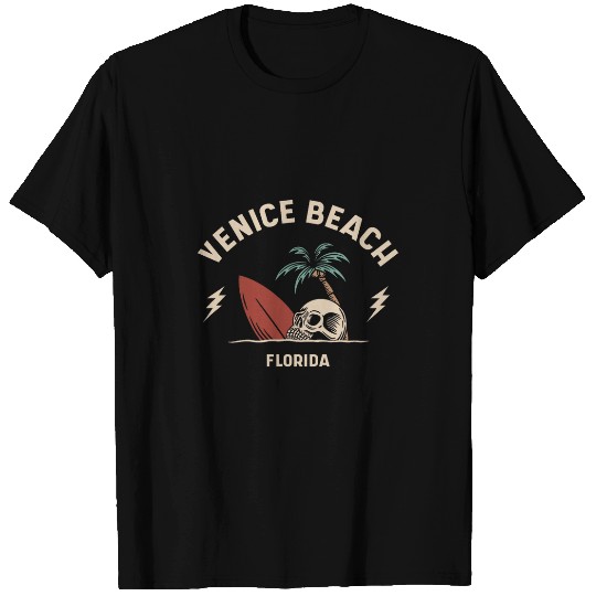vintages Surfing Venice Beach Florida Retro Surfer Skull T-Shirts