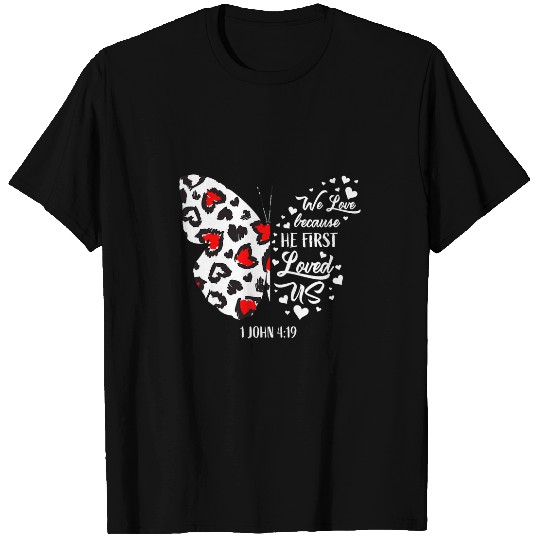 Cute Valentines Day Gifts Her Women Red Christian Butterfly T-Shirts