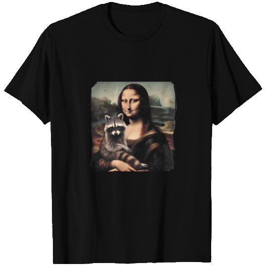 Raccoon Pet Mona Lisa Holding a cute Trash Panda T-Shirts
