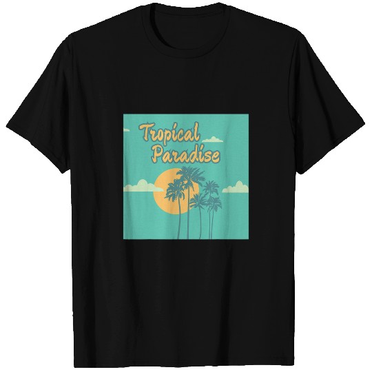 Tropical Paradise Aqua Sky Orange Sun T-Shirts
