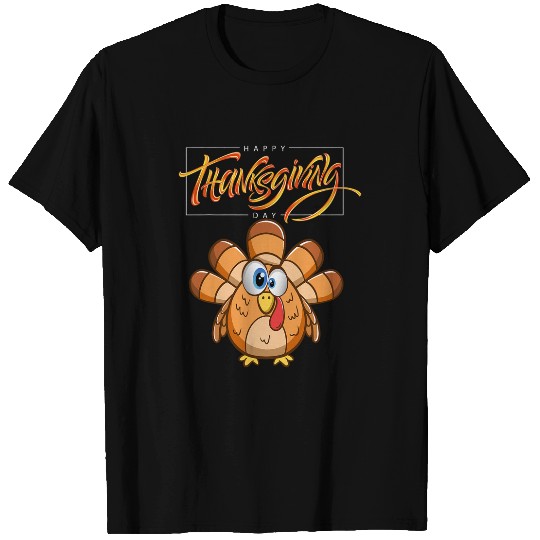 Lacrosse Gift Blessed Happy Thanksgiving Cute Fat Turkey With Big Eyes T-Shirts
