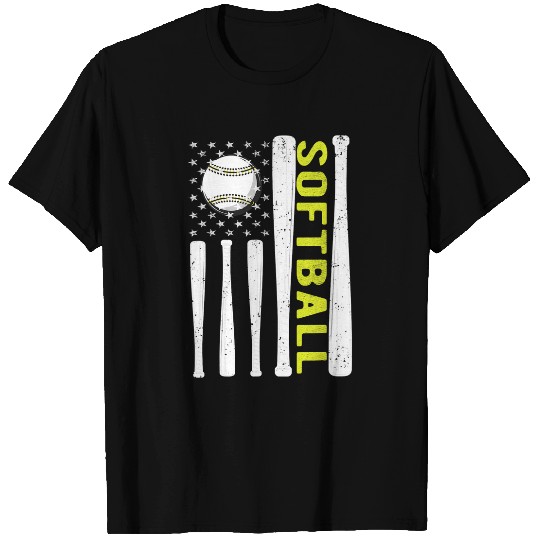 American Flag Softball Team vintages USA T-Shirts