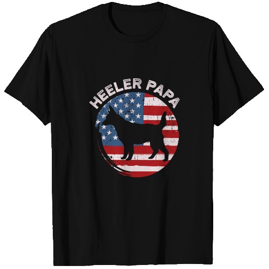 American Flag Blue Heeler Papa Red Australian Cattle Dog Dad T-Shirts