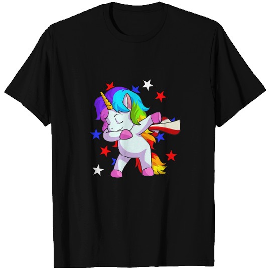 Unicorns 4th of July Women Toddler Girls American Flag T-Shirts