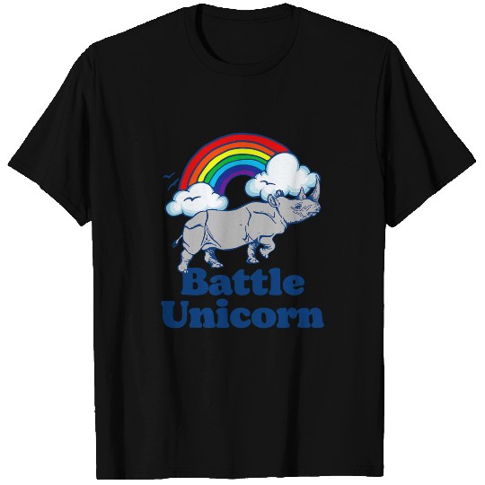 Lacrosse Gift Battle Unicorns Funny Retro 80s Rainbow Rhino Rhinoceros T-Shirts