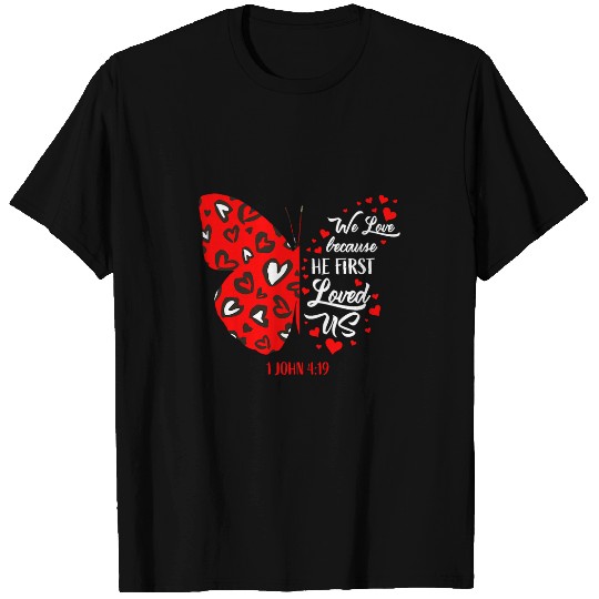 Cute Valentines Day  s Women Girls Christian Butterfly T-Shirts
