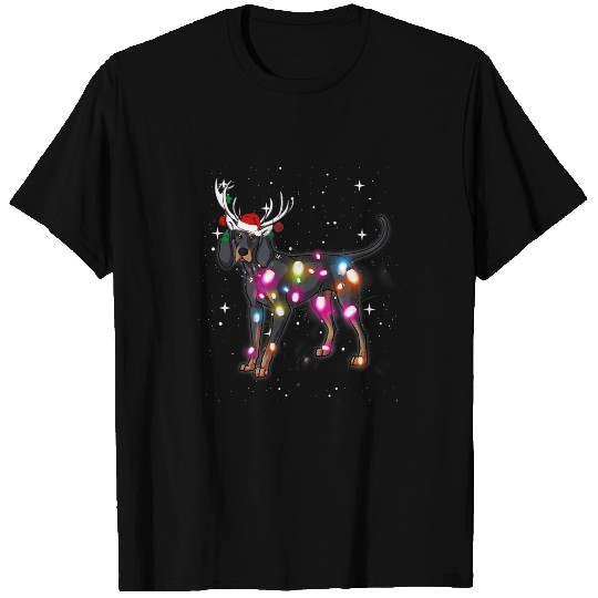 Christmas Lights Black And Tan Coonhound Dog T-Shirts