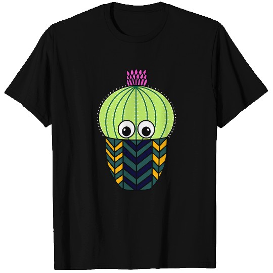 Cute Barrel Cactus In Patterned Pot T-Shirts