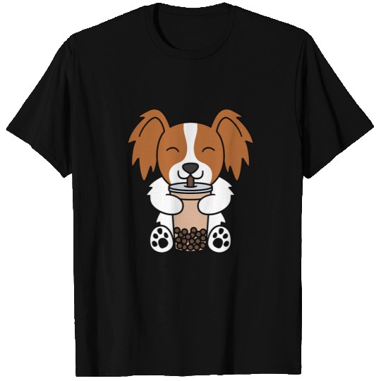 Boba Bubble Milk Tea Papillon Dog T-Shirts