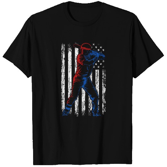 Baseball American Flag Pitcher USA Pitching 4th Of July Men T-Shirts