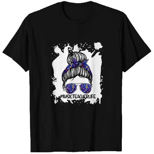 Funny Messy Bun Music Teacher   1st Day Of School Women T-Shirts