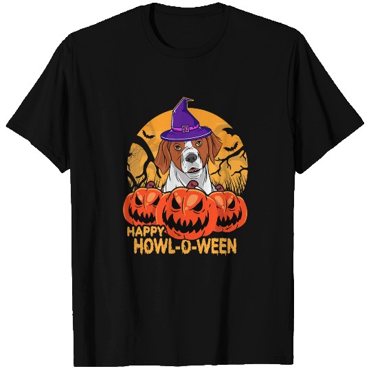 Brittany Spaniel Happy HowlOWeen Halloween Brittany Dog T-Shirts