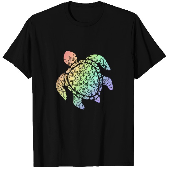 Turtle Pet Pastel Rainbow Mandala Boho T-Shirts
