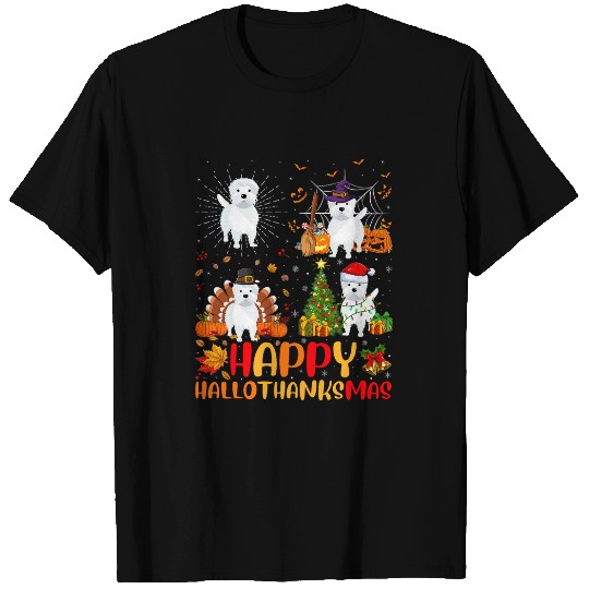 Halloween Thanksgiving Christmas Westie Dog Hallothanksmas T-Shirts