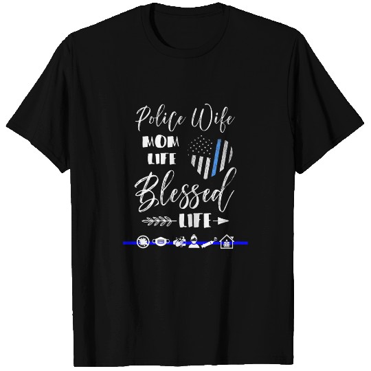 Womens Mothers Day s for Police Wife Mom Family Life Graphic T-Shirts