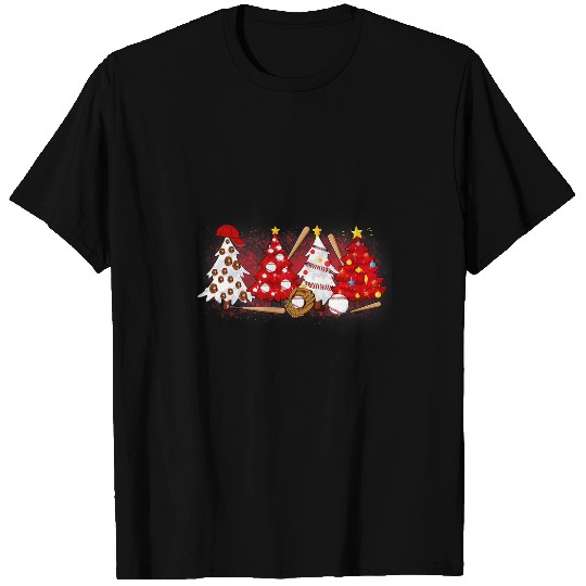 Baseball Christmas Tree Santa xmass Tree Softball Merry Xmas T-Shirts