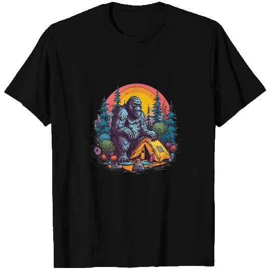 Cryptid Camping Retro Style Outdoors Cryptozoology T-Shirts