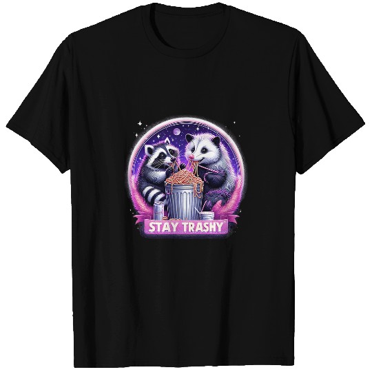 Raccoon Pet Stay Trashy Raccoon Spaghetti Nightlife Humor T-Shirts