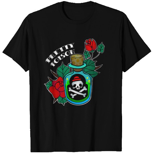 Poison Bottle Skull and Roses Tattoo T-Shirts
