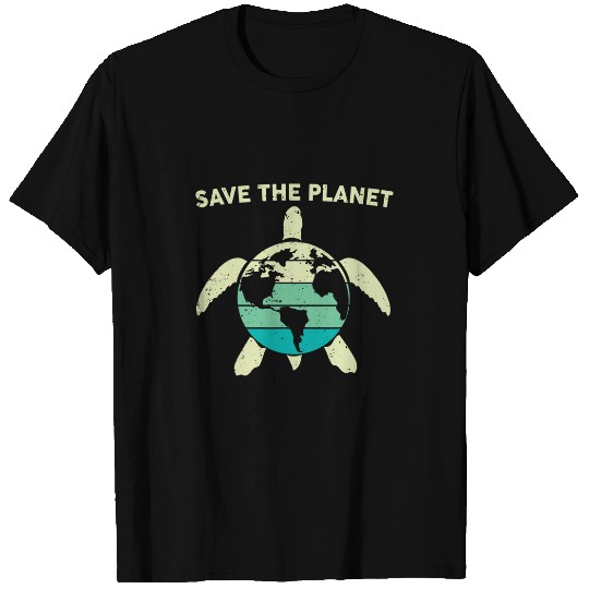 Turtle Pet in sea save planet graphic plus size awareness T-Shirts