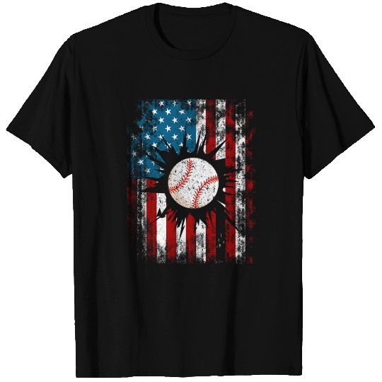 American Baseball US Flag 4th Of July Boys T-Shirts