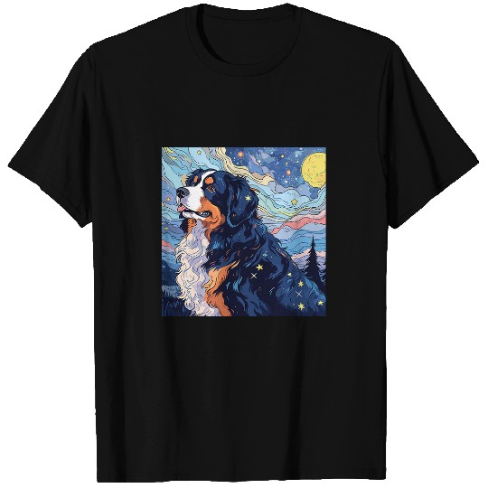 Bernese Mountain Dog Starry Night For Dog Mom Dog Dad T-Shirts