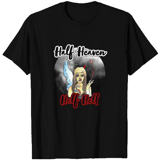 Womens Heaven Hell I Half Angel Half Devil Woman I Hell Sky T-Shirts