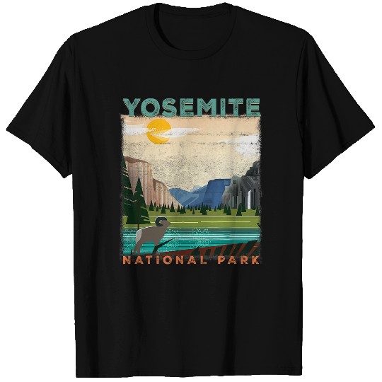 Yosemite Nature Park Wyoming Mountains Hiking Outdoors Retro T-Shirts