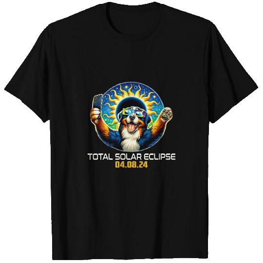 Bernese Mountain Dog Taking Selfie Solar Eclipse T-Shirts
