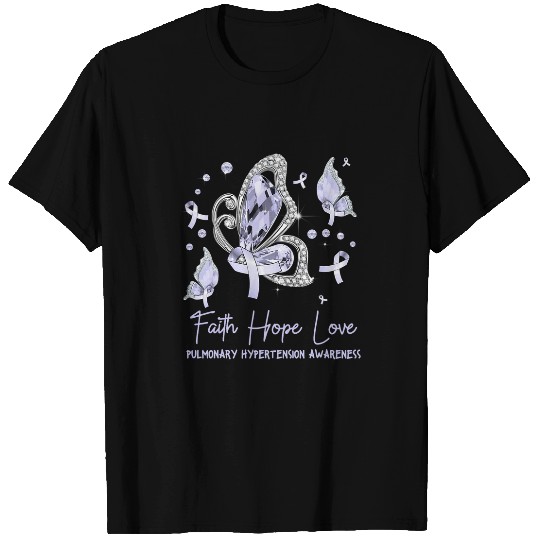 Faith Love Butterfly Periwinkle Pulmonary Hypertension T-Shirts