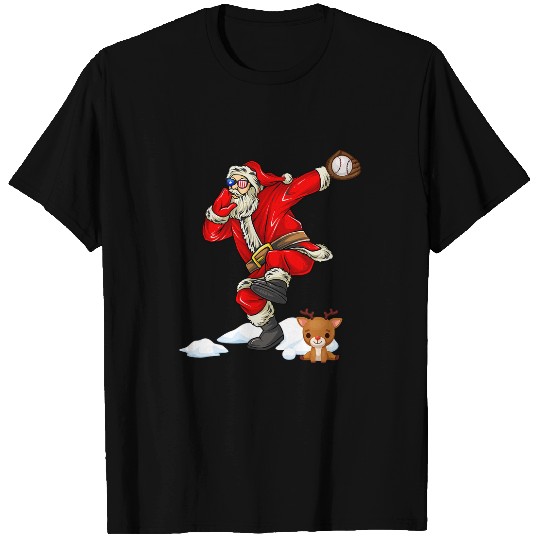 Baseball Christmas Santa Claus Catcher xmass Boys Girls Kids T-Shirts