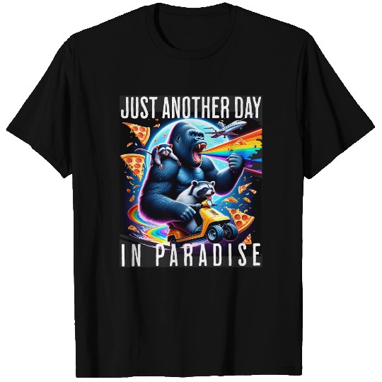 Raccoon Pet Another Day In Paradise Weird Cringe Raccoon Gorilla T-Shirts