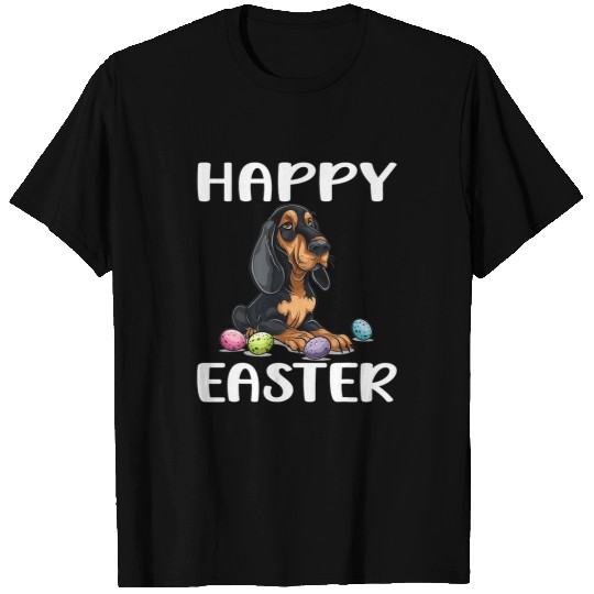 Black And Tan Coonhound Dog Breed Happy Easter Men Women T-Shirts