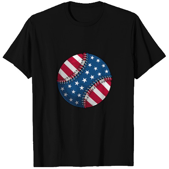 Baseball 4th of July USA American Flag 4th of July Baseball T-Shirts