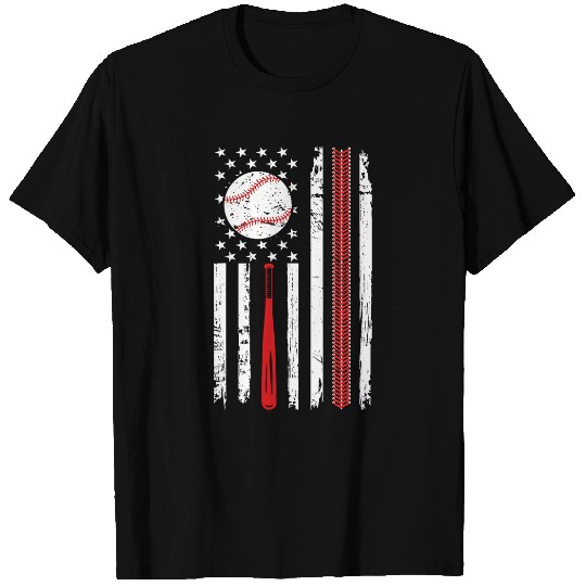American Flag Baseball 4th of July Patriotic USA T-Shirts
