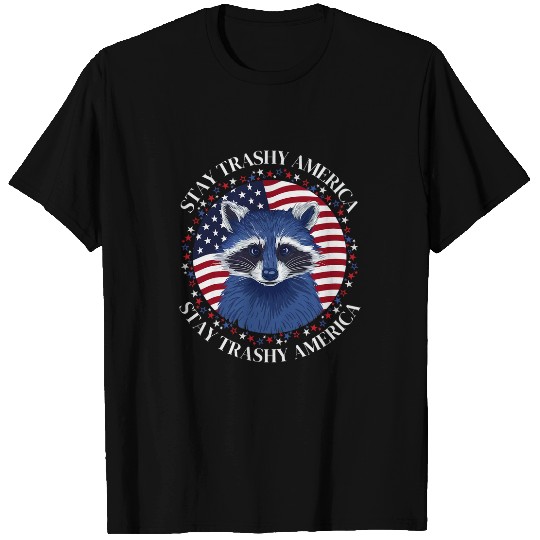 Raccoon Pet Stay Trashy America 4th of July Funny Raccoon US Flag T-Shirts