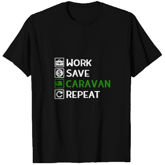 Work Save Camp Repeat Camping Camper Tents Outdoor Natural T-Shirts
