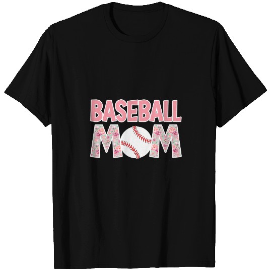 Baseball Mom Pink Peony Flowers Softball Mom Mothers Day T-Shirts