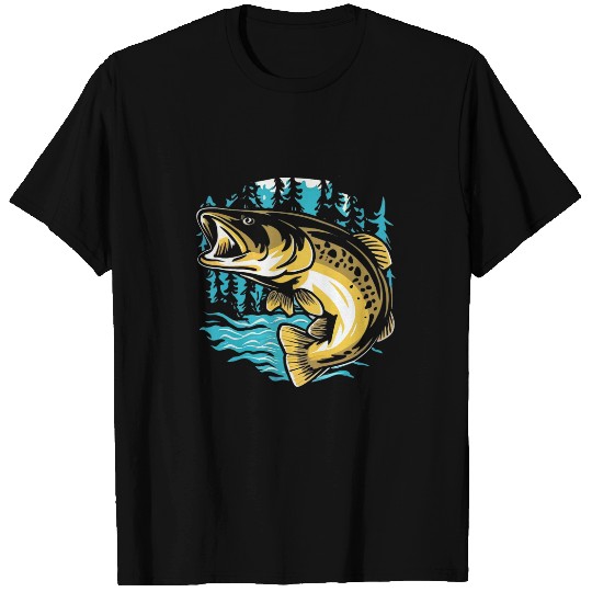 Walleye Fishing Sauger Fisherman Pine Forest T-Shirts
