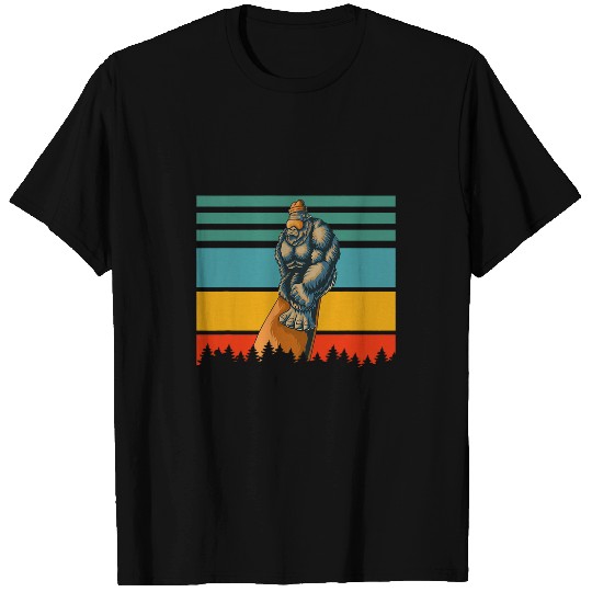 vintages Retro bigfoots Costume Snowboarding Matching Family T-Shirts