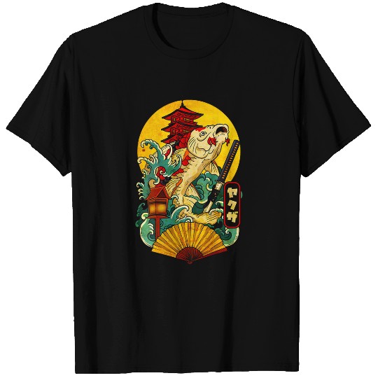 Yakuza Japanese Aesthetic Koi Carp Katana Tattoo on back T-Shirts
