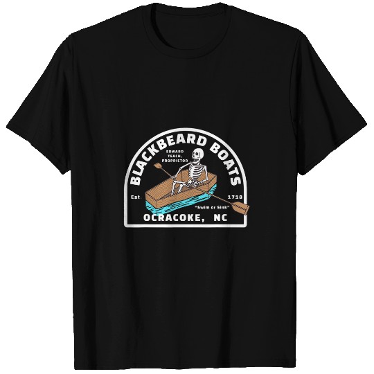 Blackbeard Boat Skeletons Coffin Pirate Ocracoke NC T-Shirts