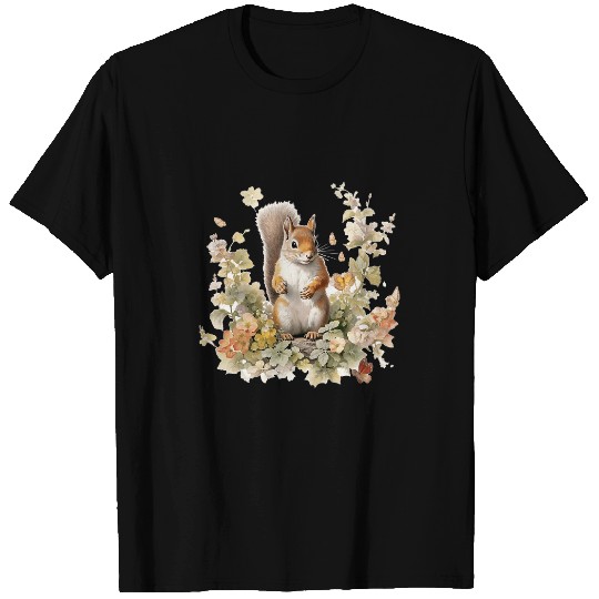 Squirrel Pet Spring Floral Evergreen Forest Animal T-Shirts