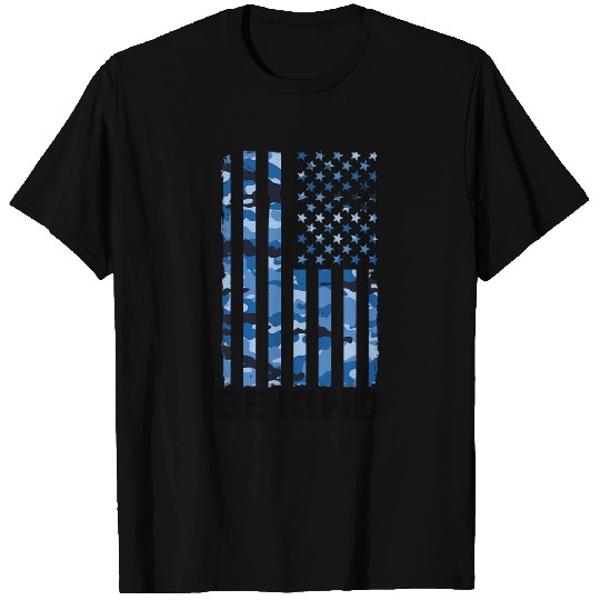 Be Kind American Flag Unity Day Blue Camo No Bully Kindness T-Shirts