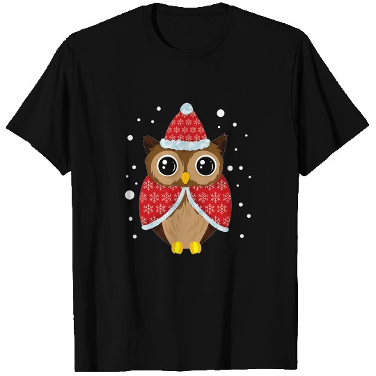 Owl Pet Funny Santa Claus Owl Wearing Hat and Cape Christmas T-Shirts