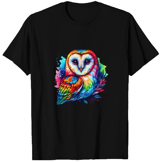 Owl Pet Cool Barn Owl Graphic Spirit Animal Illustration Tie Dye Art T-Shirts