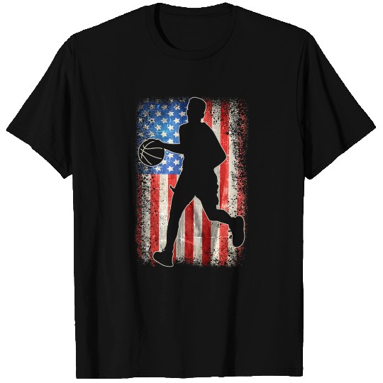 American Flag Basketball USA Flag 4th of July Men Boys Kids T-Shirts